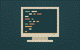Un écran rétro allumé avec des lignes de code